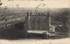 CPA Lyon N D Fourviere et Jonction du Rhone et de la Saone vue prise de l'Ascenseur de la Tour de Fo