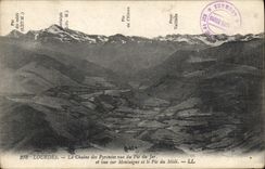 CPA Lourdes La Chaine des Pyrenees vue du Pic du Jer et vue sur Montaigne et le Pic du Midi 