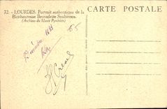 CPA Lourdes Portrait Authentique de la Bienheureuse Bernadette Soubirous 