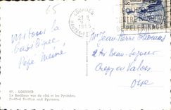 CPA Lourdes La Basilique vue de Cote et les Pyrenees 