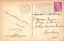 CPA Lourdes Vue Generale sur la Basilique de la Route de Pau 