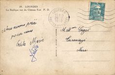 CPA Lourdes La Basilique vue du Chateau Fort PD 