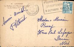 CPA Lourdes La Basilique et le Monument Interallie vus du Chateau Fort 