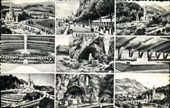 CPA Lourdes La Basilique les Piscines l'Apparition 