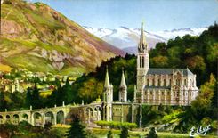 CPA Lourdes La Basilique et le Pic du Jer 