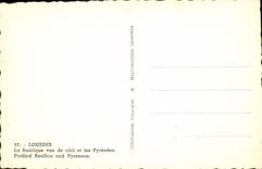 CPA Lourdes La Basilique vue de cote et les Pyrenees 