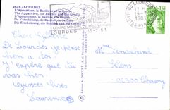 CPA Lourdes L'Apparition la Basilique et la Grotte 