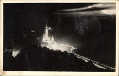 CPA Lourdes La Basilique illuminee 