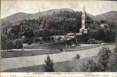 CPA Lourdes La Basilique les Piscines et le Calvaire 