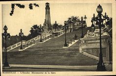 CPA Marseille L'Escalier Monumental de la Gare 