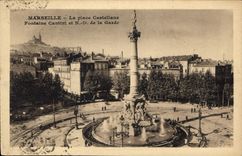 CPA Marseille La Place Castellane Fontaine Cantini et ND de la Garde 