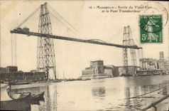 CPA Marseille Sortie du Vieux Port et le Pont Transbordeur 
