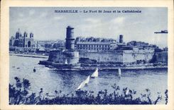 CPA Marseille le Fort St Jean et le Cathedrale 