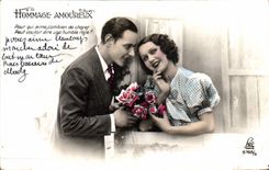 CPA Hommage Amoureux pour qui aime combien de choses peut vouloir dire une humble rose Femme