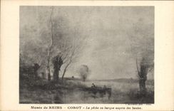CPA Musee de Reims Corot La peche en barque aupres des Saules 