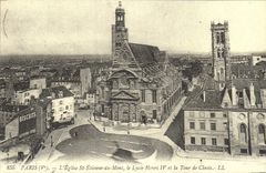 REPRO Paris L'Eglise St Etienne du Mont le Lycee Henri IV et la Tour de Clovis 
