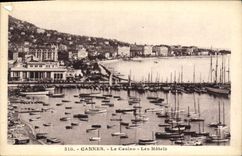 CPA Cannes Le Casino Les Hotels Bateaux