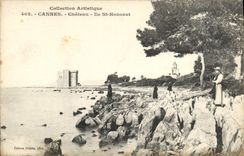 CPA Collection Artistique Cannes Chateau Ile St Honorat 