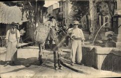 CPA Vence Vieille Fontaine du XVI siecle Ane Mule Folklore TOP