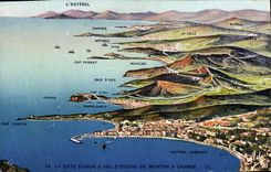 CPA La Cote d'Azur a vol d'oiseau de Menton a Cannes 