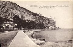 CPA Menton Les Rochers Rouges Frontiere Italie 