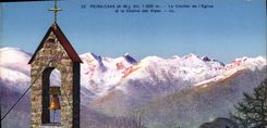 CPA Peira cava AM Le Clocher de l'Eglise et la Chaine des Alpes 