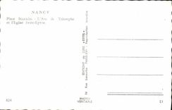 CPM Nancy Place Stanislas L'Arc de Triomphe et l'Eglise Saint Epevre 