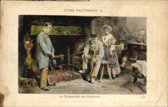 CPA Types d'Auvergne La Demande en Mariage 