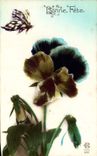 CPA Bonne Fete Fleurs Papillon