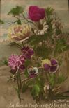 CPA Les fleurs de l'amitie resistent a tous vents Fleurs