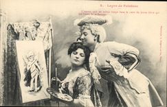 CPA Lecon de Peinture Femme Ange