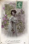 CPA Souvenir Femme Moulin a vent