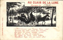 CPA Au Clair de la Lune Caleche Femme