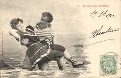 CPA La lecon de natation Femme