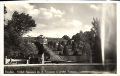 CPA Potsdam Schlob Sanssouci md Terrassen u grober Fontaine 