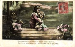 CPA Nous avons tous les deux petite soeur et moi Enfant