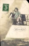 CPA Bonne Annee Enfant Avion Aviation