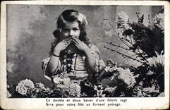 CPA Ce double et doux baiser d'une filette sage Enfant