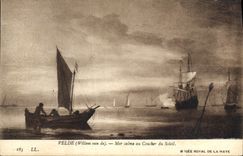 CPA Musee Royal de la Haye Velde Willam van de Mer calme au Coucher de Soleil 