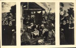 CPA L'Adoration des Bergers Triptyque par Pierre Pourbus 1574 sur les volets les donnateurs Brugea E