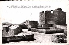 CPA Marseille le Chateau d'If la Terrasse du Donjon Historique et la Cour St Christophe ancienne Cha