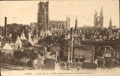 CPA Ypres Cote Est de la Ville apres le deuxieme Bombardement 