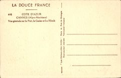 CPA Cote d'Azur Cannes Alpes Maritimes vue generale sur le Port le Casino et les Hotels Bateaux