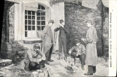 CPA Benoit Levy la Soupe de l'escomade aux Manoeuvres 