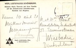 CPA Wien Lustschloss Schonbrunn Kaiserin Maria Thersia mit Ihrer Famllie auf der Schonbrunner Schlob