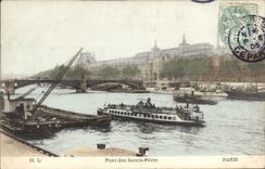 CPA Paris Pont des Saints Peres Bateaux Peniches