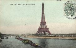 CPA Paris La Tour Eiffel Bateau