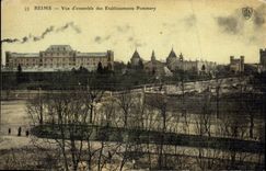 CPA Reims vue d'ensemble des Etablissements Pommery (carte toilée)