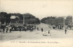 CPA Marseille la Promenade du Prado vu de la Plage 