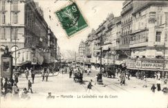 CPA Marseille la cannebiere vue du Cours Tramway